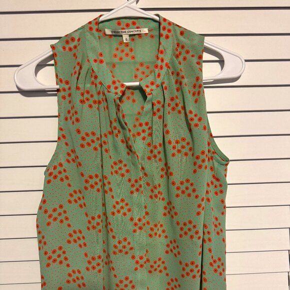Size S Collective Concepts Orange & Teal Blouse - Picture 1 of 2
